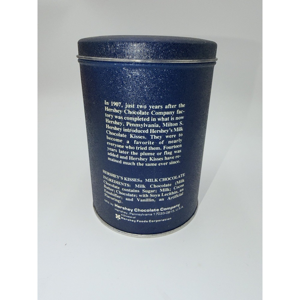 Hershey's Kisses Vintage Advertising Tin A Kiss For You 14 Oz Blue Collectible - Picture 4 of 5